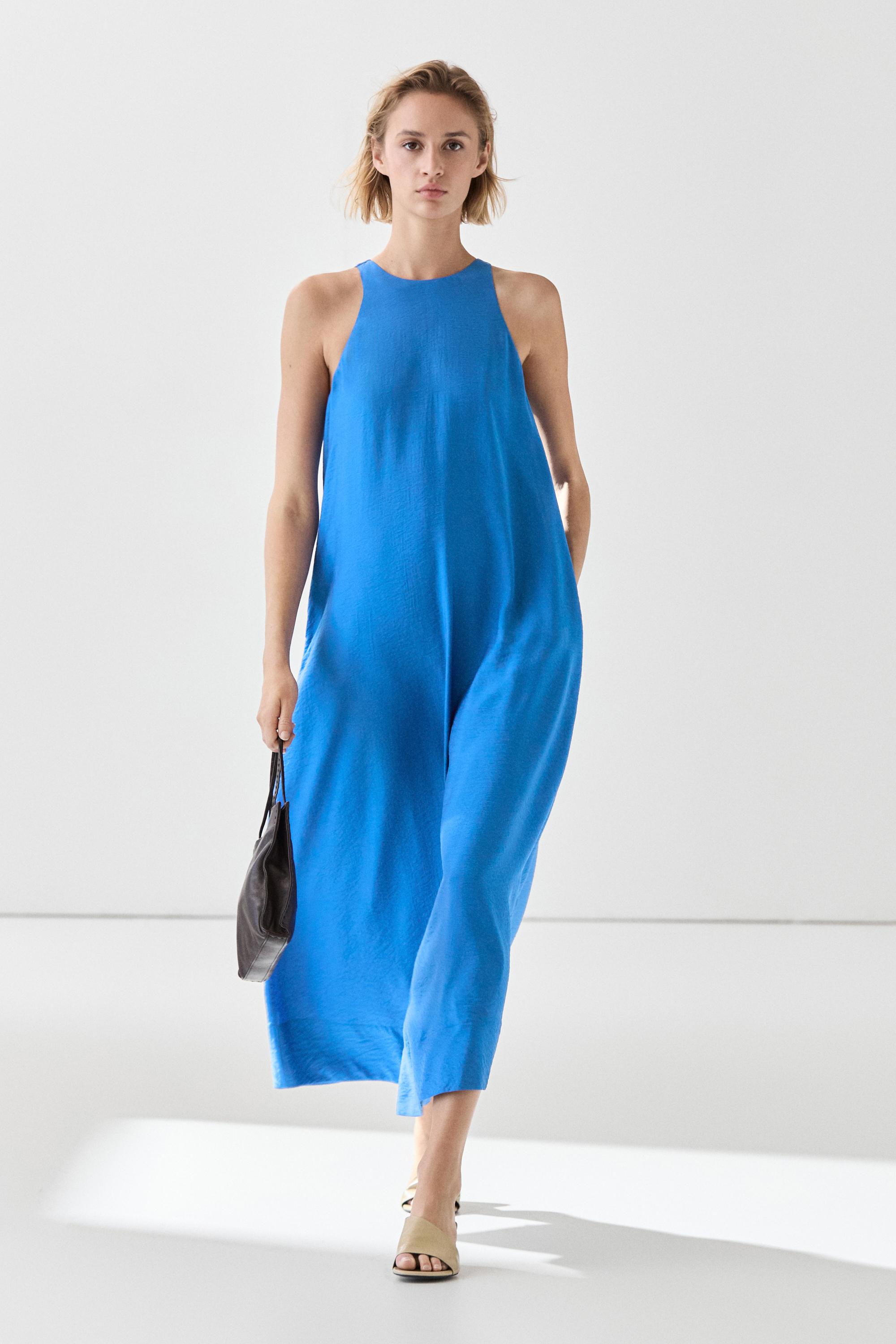 Flowing long halter dress